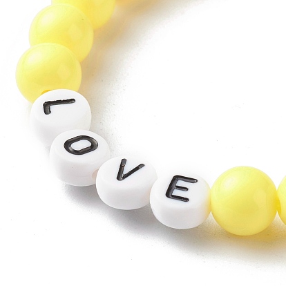 Opaque Acrylic Beads Stretch Bracelet for Kid, Love