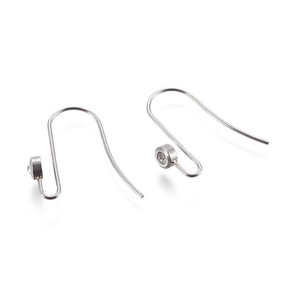 304 Stainless Steel Earring Hooks, with Rhinestone, Crystal