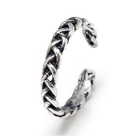 Adjustable Alloy Cuff Finger Rings, Weave, Size 6