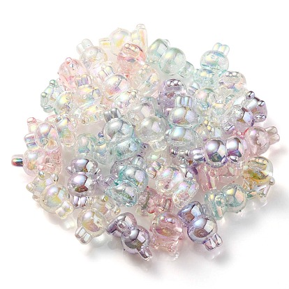 Placage uv perles à bulles acryliques transparentes irisées arc-en-ciel, lapin