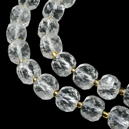 Naturelles cristal de quartz brins de perles, perles de cristal de roche, perles de cristal de roche, avec des perles de rocaille, cube à facettes