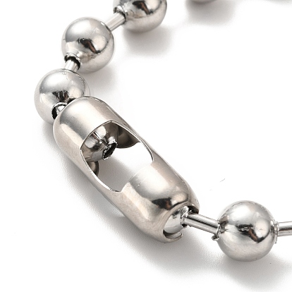 304 conjunto de collar y pulsera de cadena de bolas de acero inoxidable, conjunto de joyas con cierre de conector de cadena de bolas para mujer