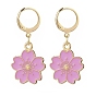 8 Pair 8 Color Alloy Enamel Flower Dangle Leverback Earrings for Women