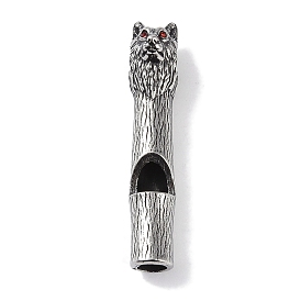 Viking 316 Surgical Stainless Steel Big Pendants, with Rhinestone, Wolf Blowable Whistle Charm