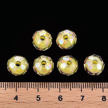Perles acryliques transparentes, Perle en bourrelet, couleur ab , facette, ronde
