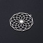 201 Stainless Steel Filigree Charms, Polygon with Flower