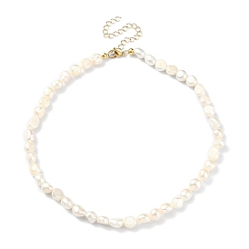 Collier de perles de perles naturelles, bijoux en laiton doré pour femme