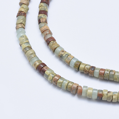 Natural Aqua Terra Jasper Beads Strands, Heishi Beads, Flat Round/Disc
