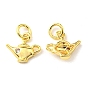 Rack Plating Brass Micro Pave Cubic Zirconia Charms, with Jump Ring, Teapot
