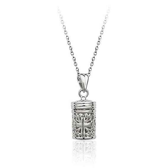 Collier pendentif médaillon de parfum diffuseur de motif de croix romantique, collier de chaîne de câble en alliage pour femmes