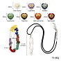 7 набор лечебных кристаллов чакр в форме сердца, ожерелье с выгравированными символами, браслет из камней чакры, для духовной медитации