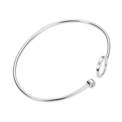 Diseño simple shegrace 925 brazalete de plata esterlina, círculo con grado aaa circonita cúbica, 190 mm