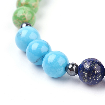 Bracelets élastiques de pierres fines, ronde, chakra perles bracelets