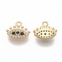 Brass Micro Pave Cubic Zirconia Charms, Nickel Free, Real 18K Gold Plated, Eye