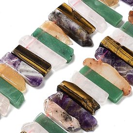 Natural Amethyst & Green Aventurine & Tiger Eye & Rose Quartz & Red Agate Beads Strands, Top Drilled Beads, Rectangle