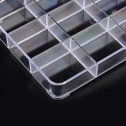 Récipients de stockage de perles en matière plastique, 12 compartiments, rectangle, 15x23x4 cm
