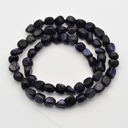 Synthetic Blue Goldstone Bead Strands, Tumbled Stone, 5~7x5~7mm, Hole: 1mm, about 15.7 inch