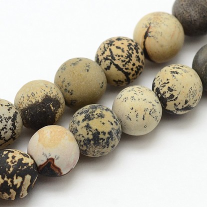 Natural Dendritic Jasper Frosted Round Beads Strands, Chohua Jasper