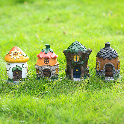 Resin House Figurines Display Decorations, Micro Landscape Garden Decoration