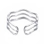 304 кольцо из нержавеющей стали с тройной волной и открытой манжетой, массивное полое кольцо для женщин