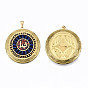 Brass Handmade Indonesia Style Locket Pendants, Photo Frame Charms for Necklaces, Flat Round