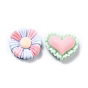 Self Adhesive Opaque Resin Stickers, Frosted, Heart & Flower & Biscuit & Fruit & Vegetable