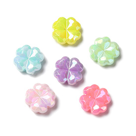 Opaque Acrylic Beads, AB Color Plated, Clover