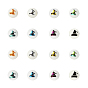 80 pcs 8 colores cuentas de vidrio opacas navideñas, redondo con patrón de sombrero de navidad electrochapado