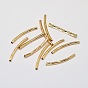 Brass Curved Tube Beads, Curved Tube Noodle Beads, Cadmium Free & Nickel Free & Lead Free, 25x2mm, Hole: 1mm