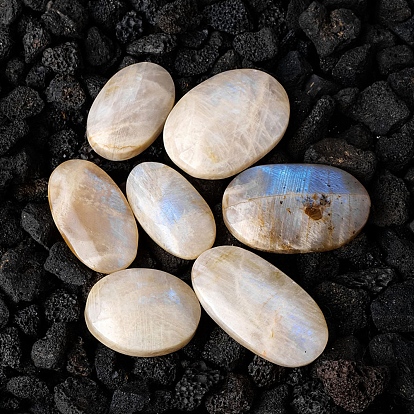 Natural Moonstone Palm Stones, Healing Pocket Stone, Oval