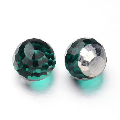 Faceted Round Ball Glass Cabochons, 10x9mm