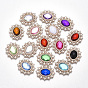 Alloy Cabochons, with Acrylic Rhinestone and Glass Rhinestone, Faceted, Oval, Light Gold