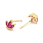Cubic Zirconia Crown Stud Earrings, Real 18K Gold Plated Brass Jewelry for Women, Cadmium Free & Nickel Free & Lead Free