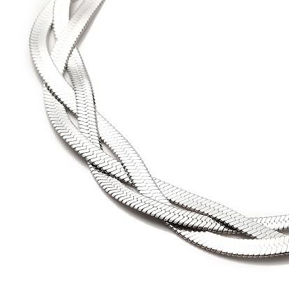 304 collier chaîne triple chevrons entrelacés en acier inoxydable pour hommes femmes
