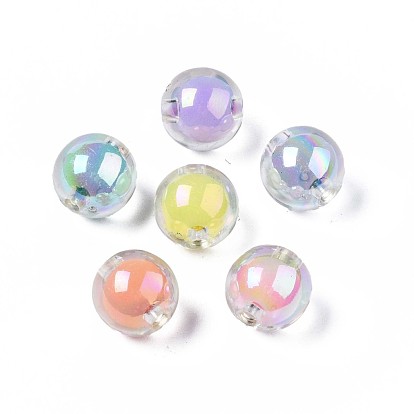 Perles acryliques transparentes, Perle en bourrelet, ronde, couleur ab 