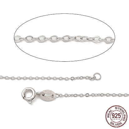 925 стерлингового серебра ожерелья, кабельные цепи, с застежками пружинного кольца, тонкая цепь