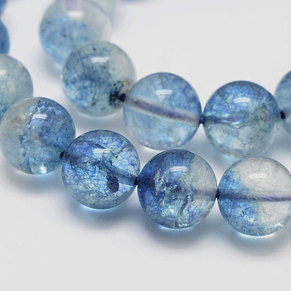 Ronds teints perles crépitent naturel de quartz brins