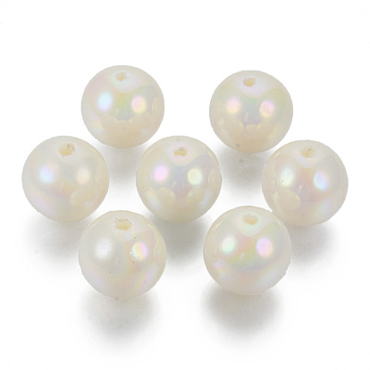 Acrylic Imitation Pearl Beads, AB Color Plated, Round