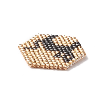 Perlas de semillas japonesas hechas a mano, Patrón de telar, hexágono con patrón de gato