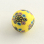 Handmade Flower Pattern Polymer Clay Beads, Round, 13~14mm, Hole: 1~2mm