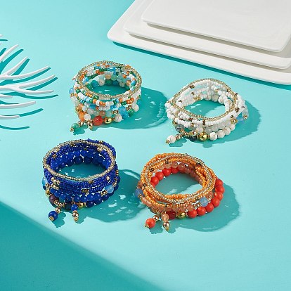 7шт 7 набор браслетов из натурального окрашенного малайзийского нефрита, агата и стеклянных зерен из бисера, латунные подвески с бантиками штабелируемые браслеты для женщин