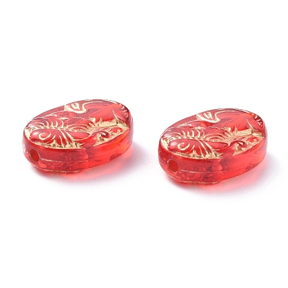 Plating Acrylic Beads, Metal Enlaced, Flat Oval with Girl Pattern