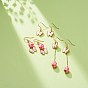 3 paires 3 style breloques en alliage d'émail rose et perles de résine pendantes boucles d'oreilles, bijoux en laiton thème saint valentin pour femme, or