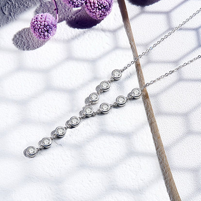 Ожерелья shegrace 925 из стерлингового серебра, с ааа класс фианитами, плоско-круглые, с печатью s925