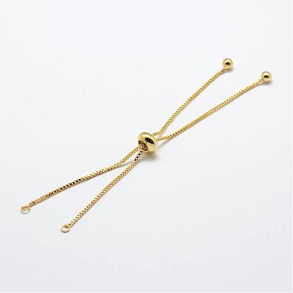 Rack Plating Brass Chain Bracelet Making, Long-Lasting Plated, Slider Bracelets Making, Cadmium Free & Lead Free