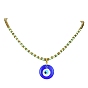 Handmade Evil Eye Lampwork Pendant Necklace with Glass Seed Beaded Chains for Women