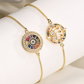 Bracelet de bijoux géométriques pour femmes, 18Cuivre plaqué or avec pierres de zircon
