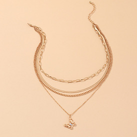 Стильное ожерелье-бабочка из металлической змеиной цепочки в стиле панк - многослойные модные украшения