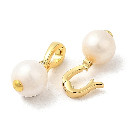 Acumular colgantes de chapado de latón, perla natural con circonita cúbica, sin plomo y el cadmio, larga duración plateado