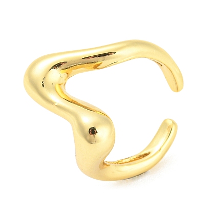 Brass Wave Open Cuff Rings, Lead Free & Cadmium Free